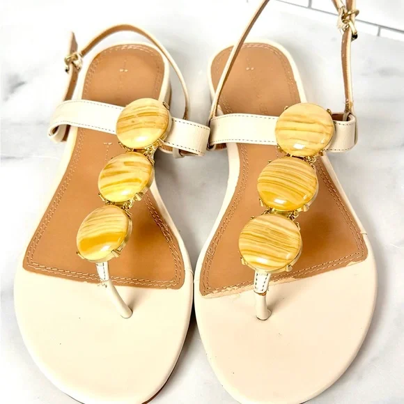 Elegant Cream Sandals with Faux Stones - Picture 9 of 10